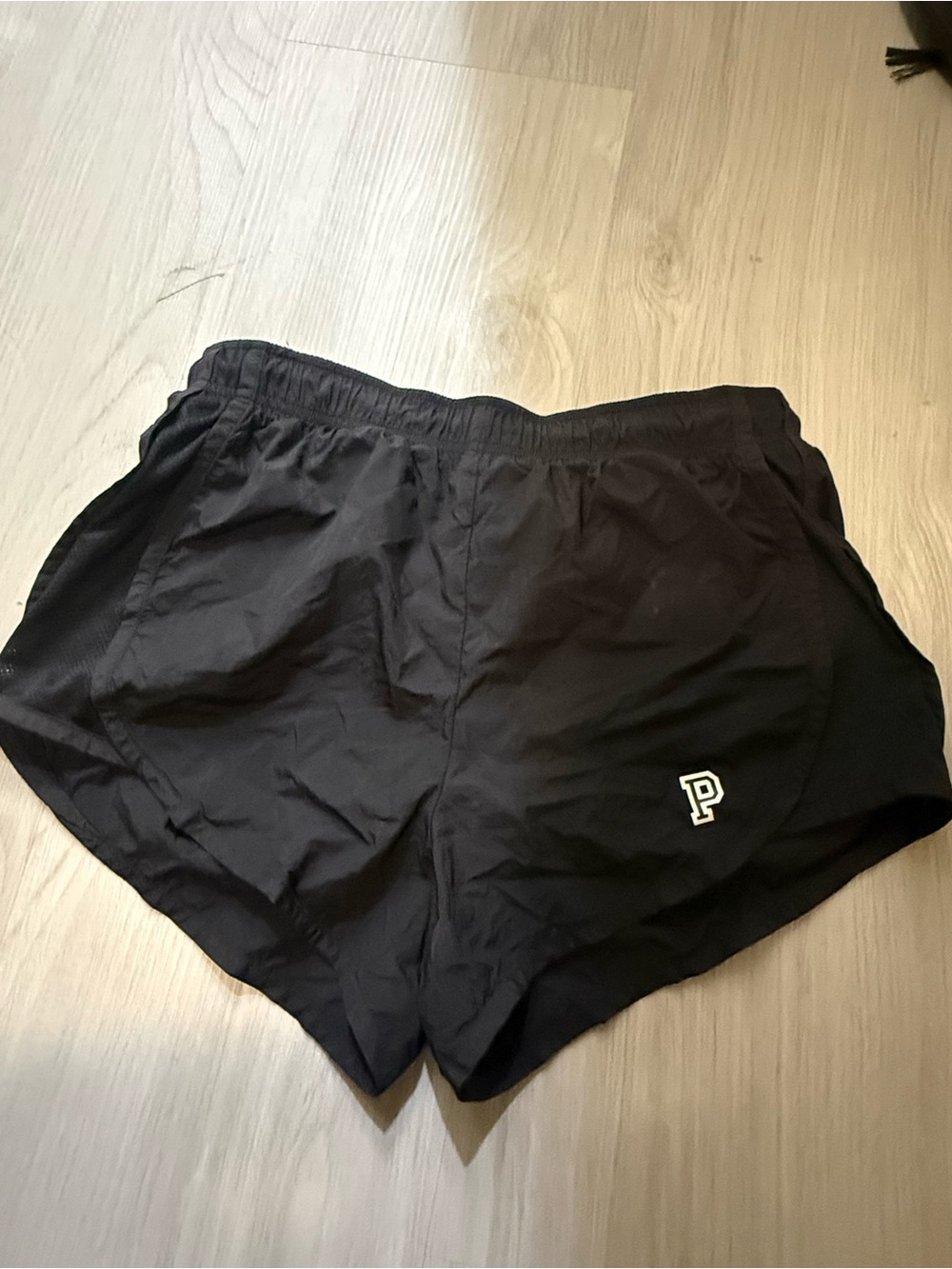 PINK Victoria's Secret Black Lined Track Running Shorts Brief Liner Small